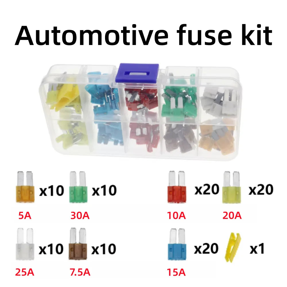 Profile Medium Mini Micro2 Size Blade Type Car Fuse Assortment 5/7.5/10/15/20/25/30/35A Fuse Set Auto Car Truck with Box Clip