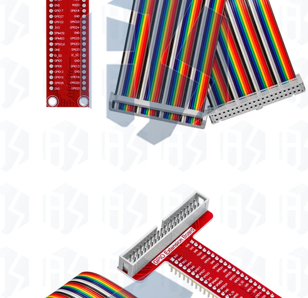 T-Type GPIO Breakout Expansion Board with 20cm FFC 40-Pin Ribbon Cable, Compatible for Raspberry Pi 2/3 Model B/B+/A+