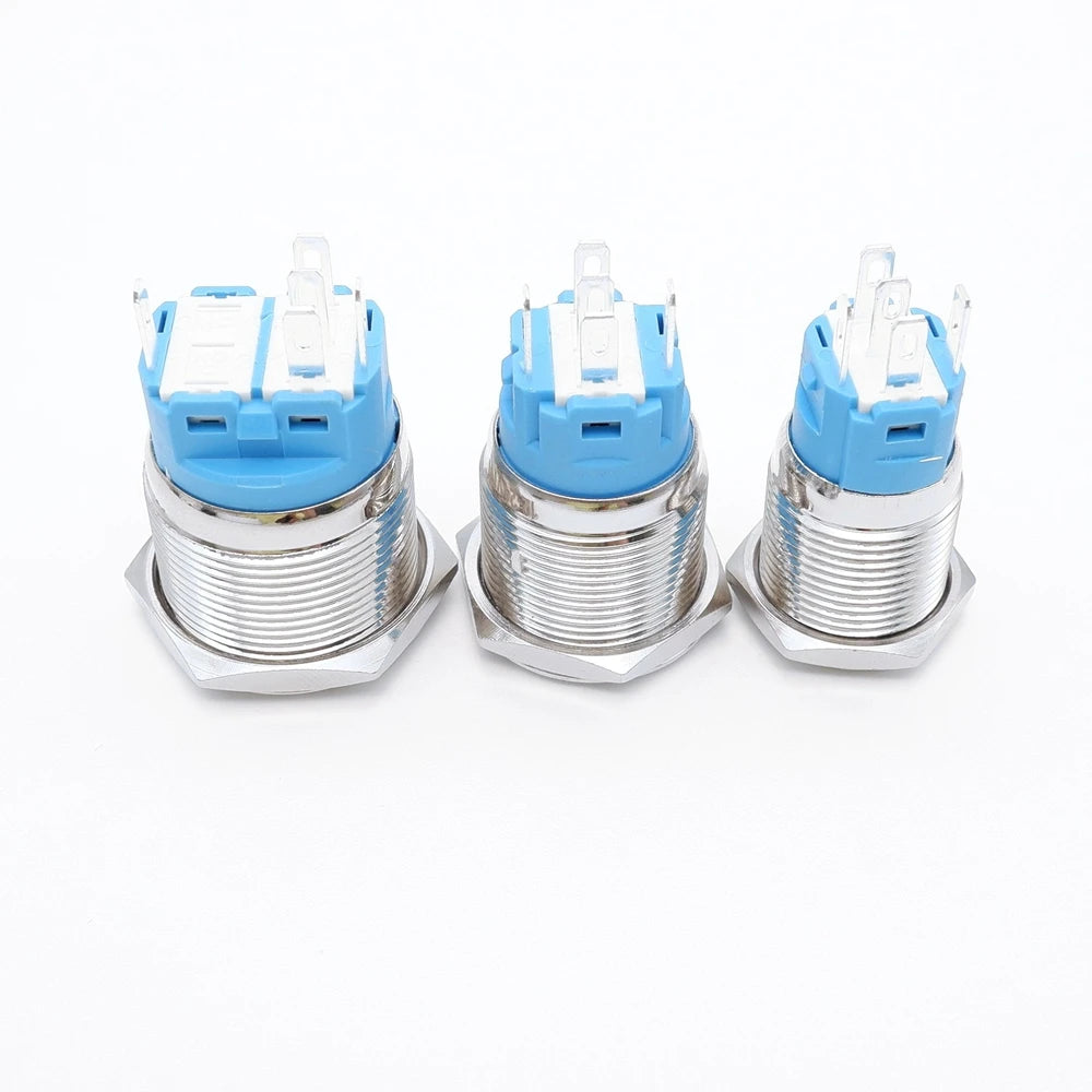 5pcs Metal Push Button Switch Ring Lamp 16mm 19mm 22mm Waterproof LED Light On Off Momentary Latching 5v 12v 24v 220v Red Blue