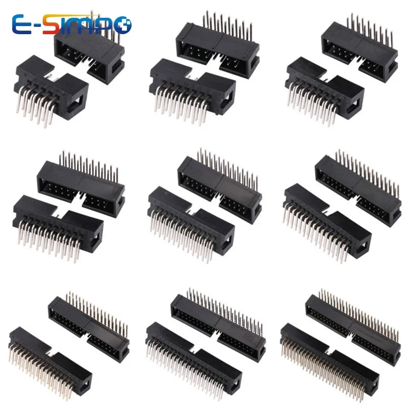 10pcs DC3 2.54mm DIP RA Right Angle SMT Double Row 6P 10P 20P 26P 34P 40P ISP Male Pin IDC JTAG Socket Box Header
