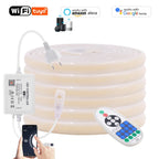 Wall Touch Wifi Bluetooth COB LED Neon Strip Light 220V Dimmable 23key Remote Control Power Kit AC 220V 288LED/m Waterproof Rope