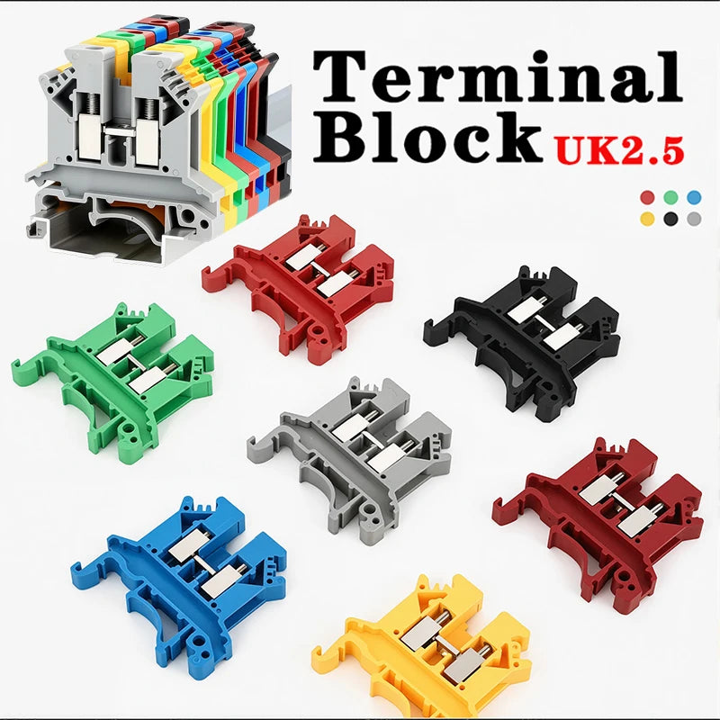 20/50/100Pcs PT2.5 Din Rail Terminal Block Push In Spring Screwless 2.5mm² Electrical Wire Conductor Connector Block PT2.5
