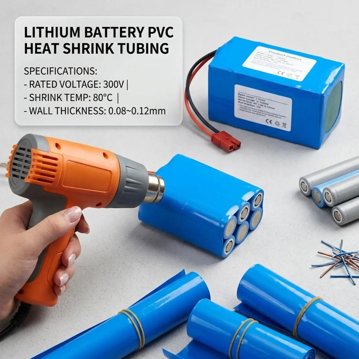 Battery Wraps 10/20cm PVC Heat Shrink Tube Roll Shrinkable Film Sleeve Lithium Battery Pack Case Insulation Li-ion Wrap Cover