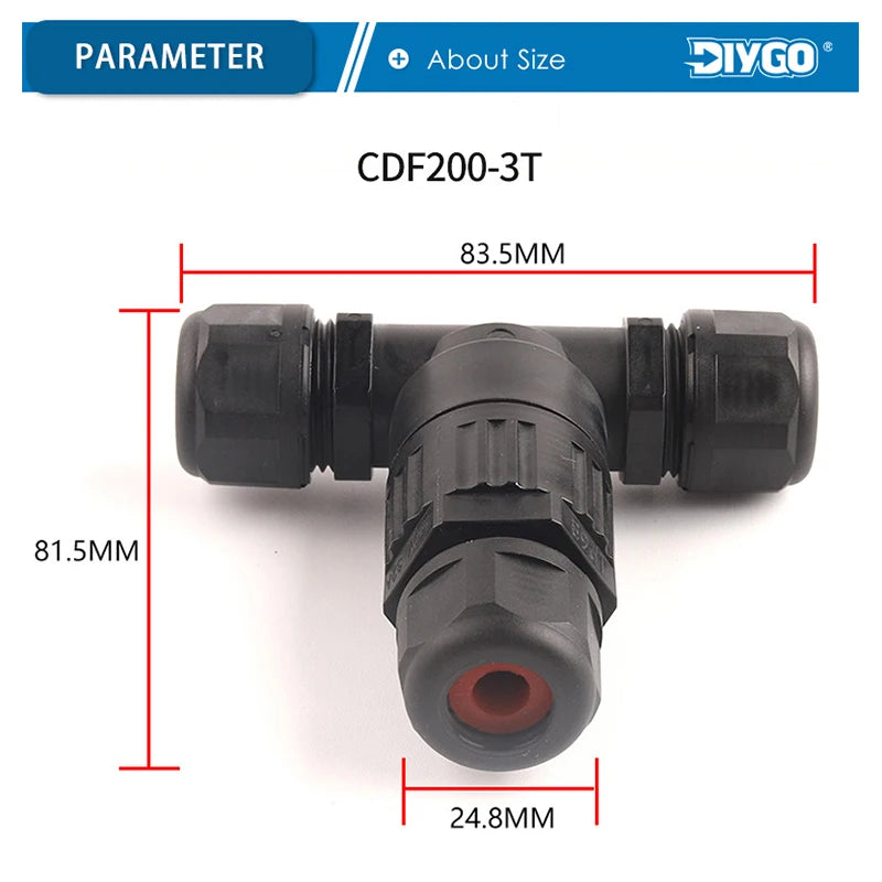 IP68 I/T Shape Waterproof Connector 2/3/5 Pin Wire Connectors Quick Screw Connect Push-in Terminals Electric Junction Box DIY GO