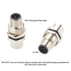 M12 A Code 5Pin Male to Female Converter IP67 Shielded Bulkhead Feedthrough Panel Mount Connector Receptacle 60V 4A for NMEA2000