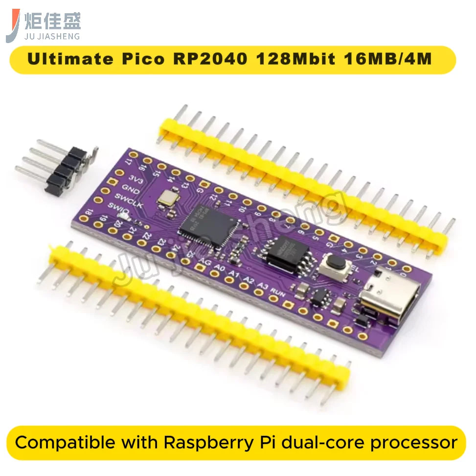 Ultimate Pico RP2040 128Mbit 16MB/4MB Compatible with Raspberry Pi Dual-Core Processor