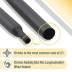 530/328/127pcs Heat Shrink Tube 2:1 Shrinkable Wire Shrinking Wrap Tubing Wire Connect Cover Protection with 300W Hot Air Gun