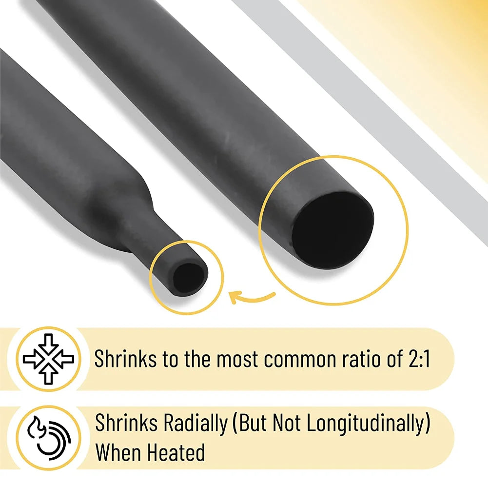530/328/127pcs Heat Shrink Tube 2:1 Shrinkable Wire Shrinking Wrap Tubing Wire Connect Cover Protection with 300W Hot Air Gun