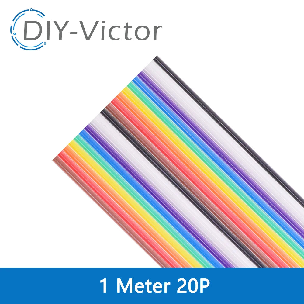 1Meter 10P/12P/14P/16P/20P/26P/34P/40P/50P 1.27mm PITCH Color Flat Ribbon Cable Rainbow DuPont Wire for FC Dupont Connector