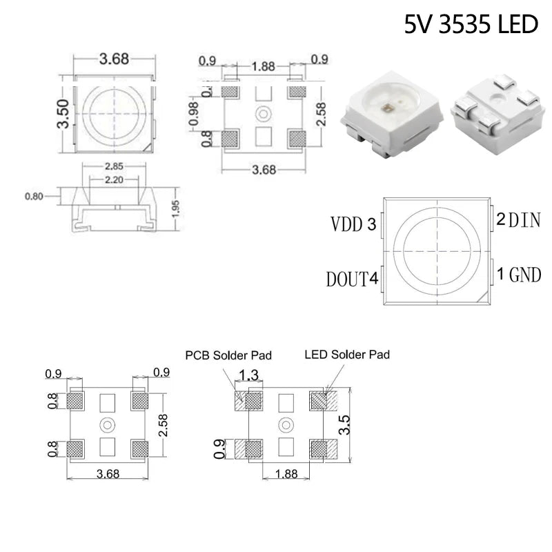 Ws2812b 5v Ws2812 5050 3528 4020 1204 1209 0807 2020 Mini Smd Led Chip Addressable Digital Pixel Rgb Full Color Led Diode Lamp