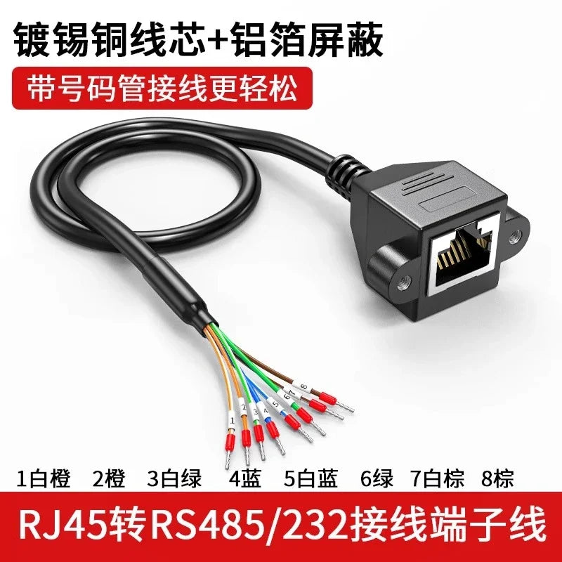 RJ45 to RS485/232 Terminal Block Cable 8P8C Single Switch Network Port Debugging Line PLC Serial Port Shielding Connection Wire