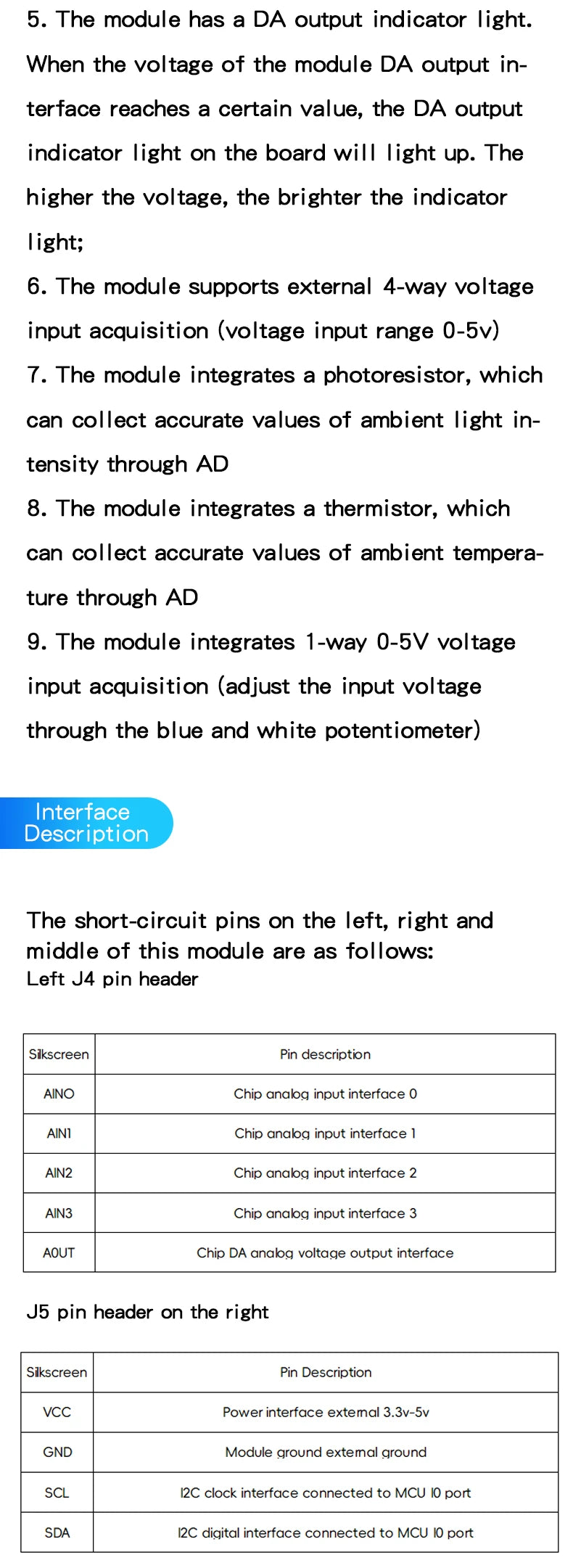 PCF8591 module AD/DA conversion module Temperature and illumination acquisition module For Arduino
