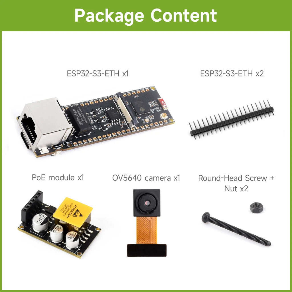 Waveshare ESP32-S3 ETH Development Board, Optional For PoE Module And Camera Module, Onboard TF Card Slot, Camera Interface