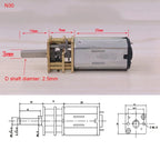 DC 3V/6V/12V N20 N30 Mini Metal Gear Motor Straight Output Shaft 15-1000RPM Slow Speed High Torque Worm All Metal Gearbox Motor