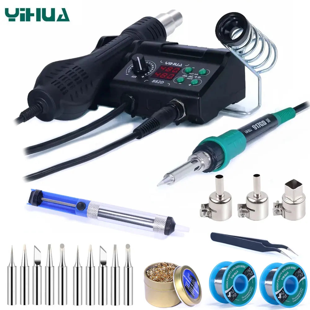 750W Soldering Station 2 IN 1 Soldering Iron Fast Heating Welding Kit LCD Hot Air Gun SMD PCB Repair Tools Mini Rework Station