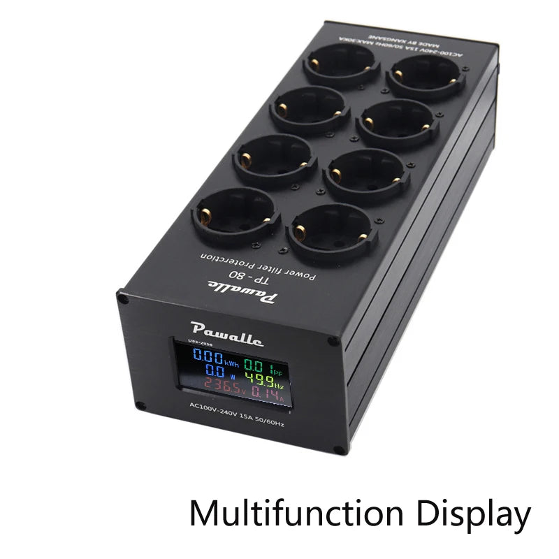 Pawalle tp80 EU Line filter socket lightning protection surge protection multi-function display voltage current power consumptio