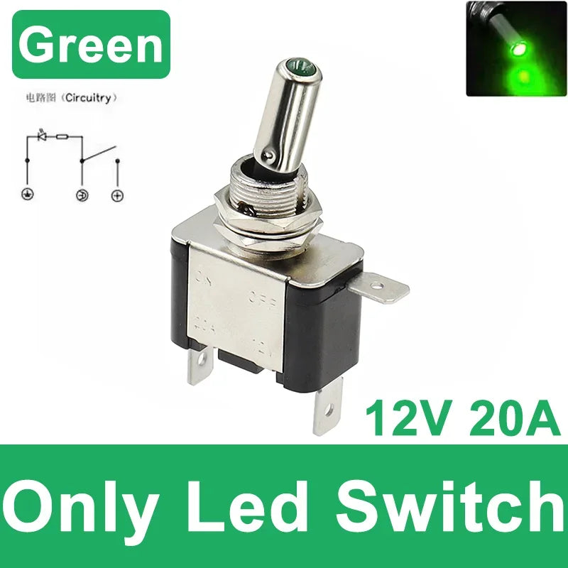 Auto Car Boat Truck Illuminated Led Toggle Switch ON OFF With Safety Aircraft Flip Up Cover Guard 12V20A transparent