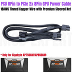 Modular Power Cable for GIGABYTE AORUS AP750GM AP850GM, GPU PCIe 8Pin 6+2Pin, CPU 4+4Pin, HDD SSD SATA Molex IDE 4Pin, ATX 24Pin