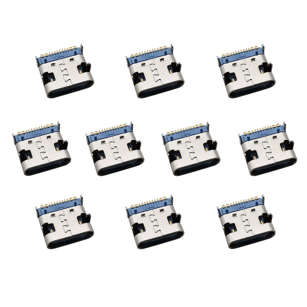 10Pcs Type C Jacks 16 Pin USB 3.1 Charging Dock Connectors 20V 5A USB-C  Female Sockets DIP PCB Mount Repair Port Type-C Adapter