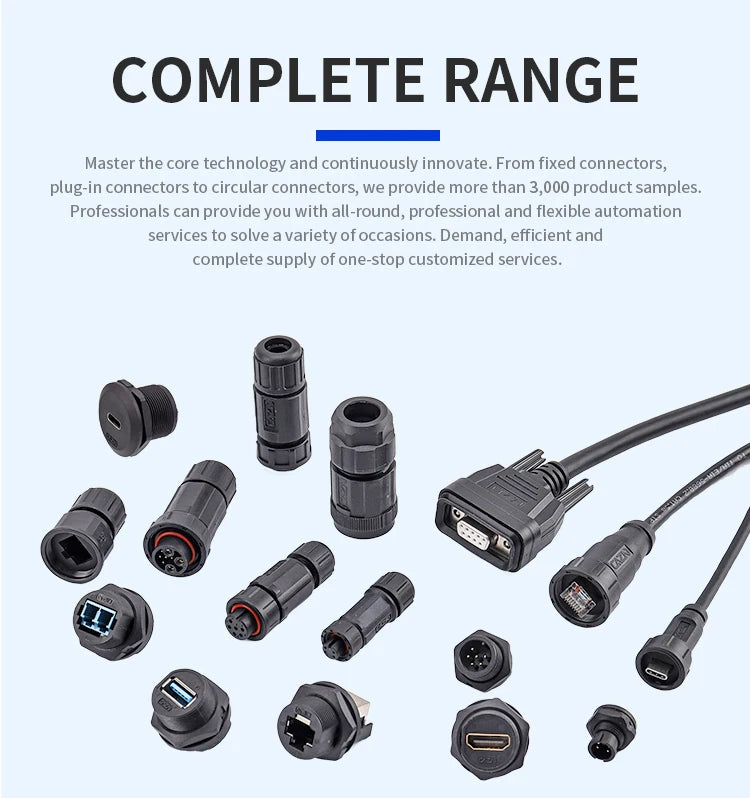 OEM/ODM RJ45 IP67/68 Waterproof Ethernet Aviation Round Connector Threaded Female PCB POE Network Cable socket