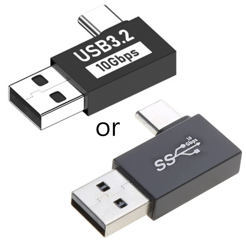 USB 3.1 To Type-C OTG Adapter 90/180 Degree Elbow Fast Charging Charger Converter U Shape USB Male To USB C Male Data Adapter