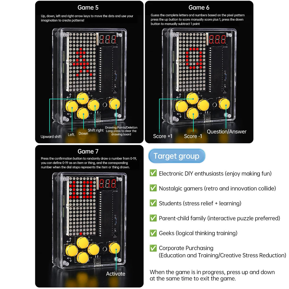 Pixel Gamer DIY Kit Pocket Gamer 51 Microcontroller Electronic Circuit Teaching Experiment Soldering Practice Module
