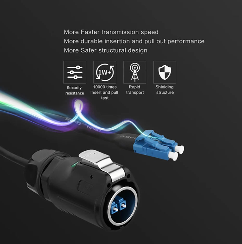 CNLINKO M24 Fiber Optic Connector LC High Performance Single Mode Conenctor Quick Assembly Waterproof IP68 for Networking FTTH