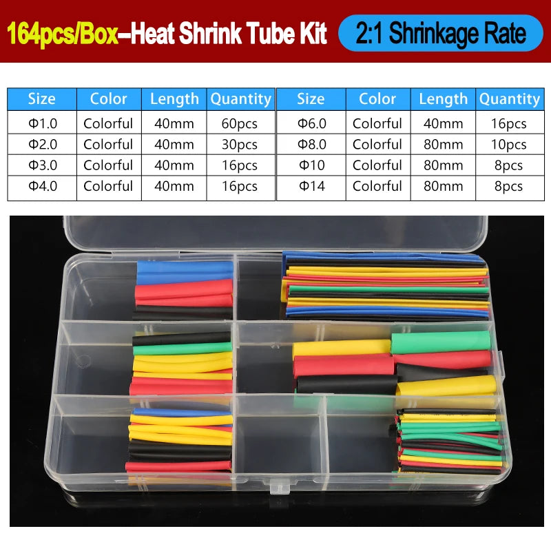 2:1/ 3:1/4:1 Heat Shrink Tube Set 73~900pcs Shrinkage Tubing Kit Cable Repair Protecter Wire Insulation Thermoresistant Sleeving