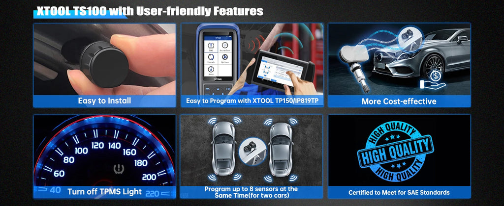 XTOOL 4PCS TS100 TPMS Sensor Wholesale 315Mhz/433MHz Tire Pressure Monitoring Sensor ONLY Programmed by XTOOL TP150/IP819TP