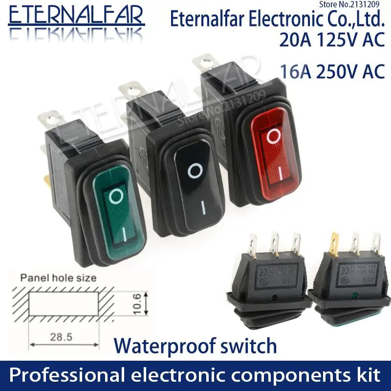 KCD1 KCD2 KCD4 KCD6 On Off 10A 16A 20A 125V 250V AC Heavy Duty DPST Sealed Waterproof Auto Boat Marine Toggle Rocker Switch with