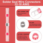 50-1000PCS Heat Shrink Butt AWG22-18 Red Solder Insulated Waterproof Electrical Splice Wire Connectors with Hot Air Gun Us/Eu