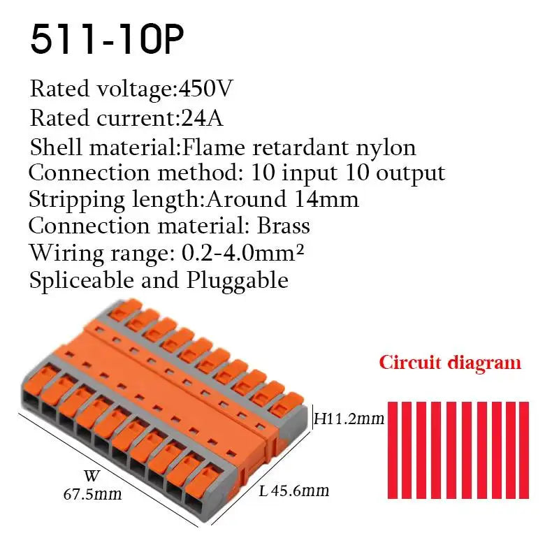 10PCS Electrical Quick Terminal Blocks Lever Universal Compact Cable LED Wire Connectors 1/2/3/4/8/10 Pins Plugable Spliceable