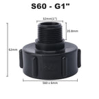 1000 Liter IBC Tank Adapter S60 x 1/2" 3/4' 1" 1.5 2" S100 Thread Connector Ton Barrel Joints IBC Tank Fitting