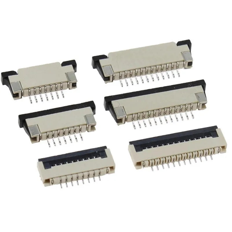 10pcs FPC FFC socket Connector 0.5mm 1mm Pitch Flat Cable Flip bottom connection 4/5/6/8/10/12/14/16/20/22/24/30/34/40/50P