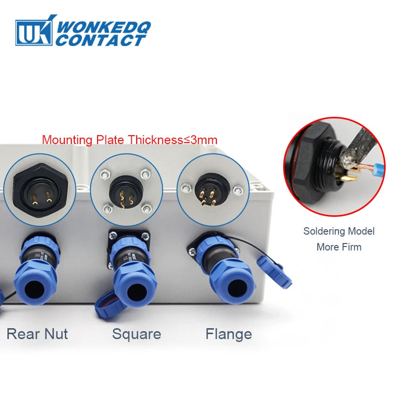 SP11 Tin Soldering Waterproof Connector IP68 Male Plug&Female Socket Rear-nut Docking Panel Mount 2/3/4/5 Pin Cable Wire Connect