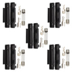 5Set 6X30MM Glass Fuse Holder, 0.5A 1A 2A 3A 4A 5A 6A 8A 10A 15A 20A 25A 30A Fuse Socket Flip shell Type with fuse