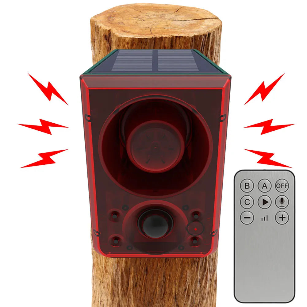 Solar Outdoor Motion Sensor Alarm Home  Alarm with Dog Barking Gunshot Sound Support Recording and Adjustable Volume