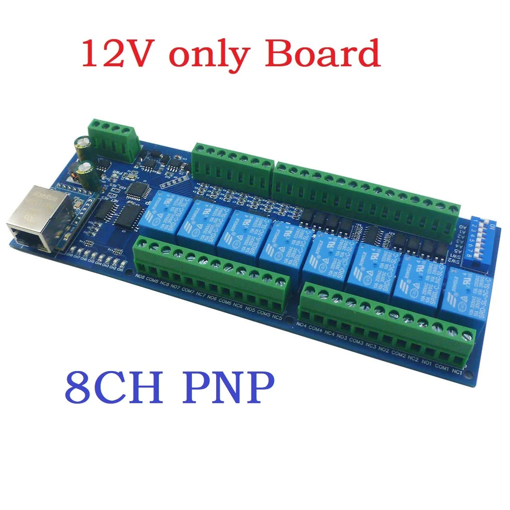 8DI 8DO Analog IO Module Modbus RTU RS485 Ethernet 4-20mA 0-10V 10A Relay DIN Rail PLC Expansion DC12V/24V Opto Isolated