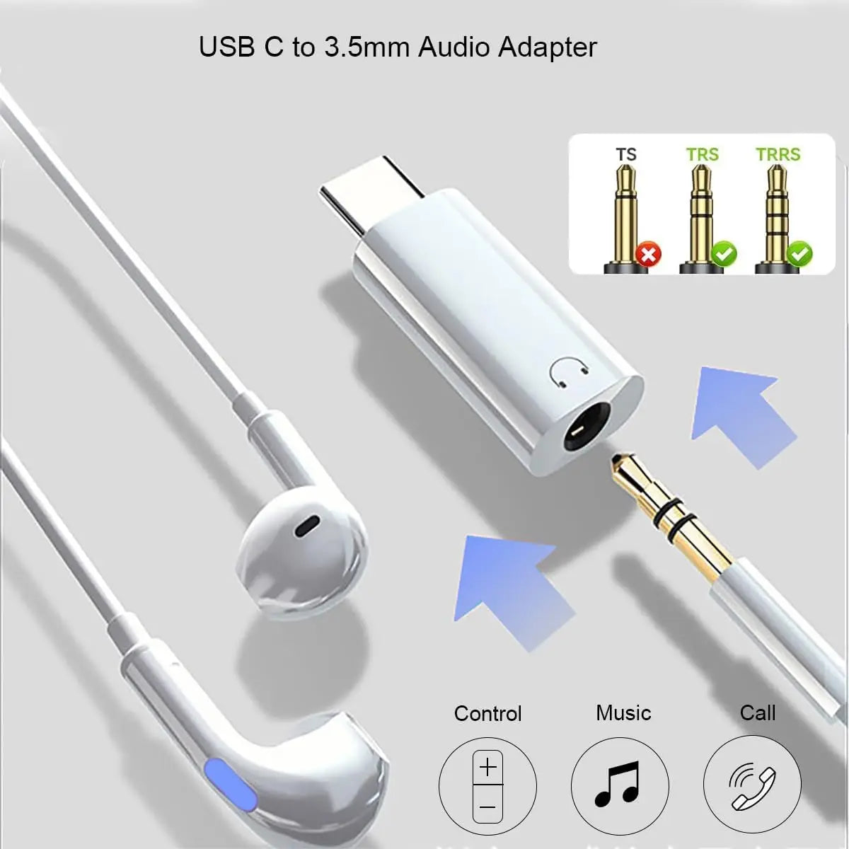 USB C to 3.5mm Earphone Adapter Audio Converter Jack for iPhone 15 Samsung Type-C Headphone Connector 3.5mm Jack USB C
