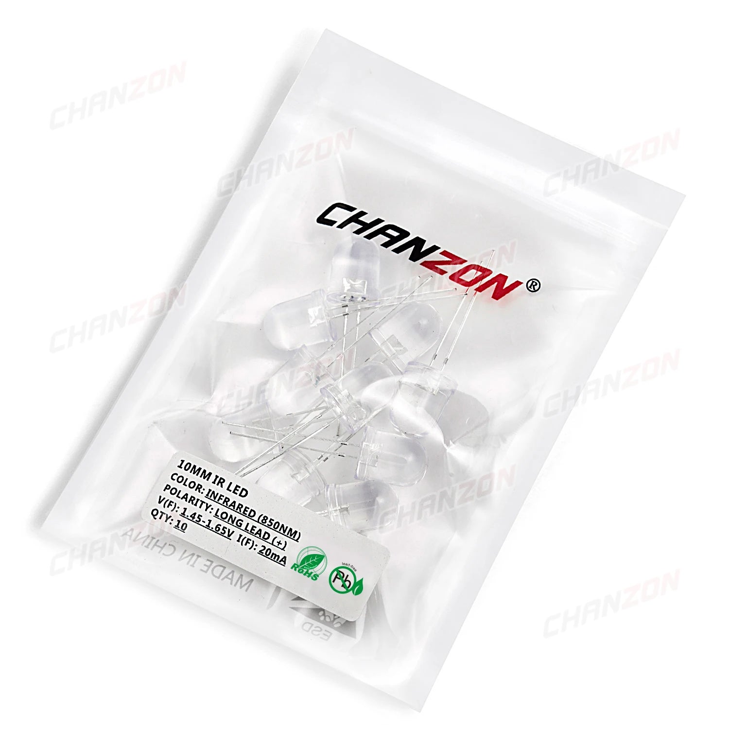 10pcs 10mm IR LED Emitting Diode 850nm Infrared Light Phototransistor Transmitter Emitter for Night Vision CCTV Camera Remote