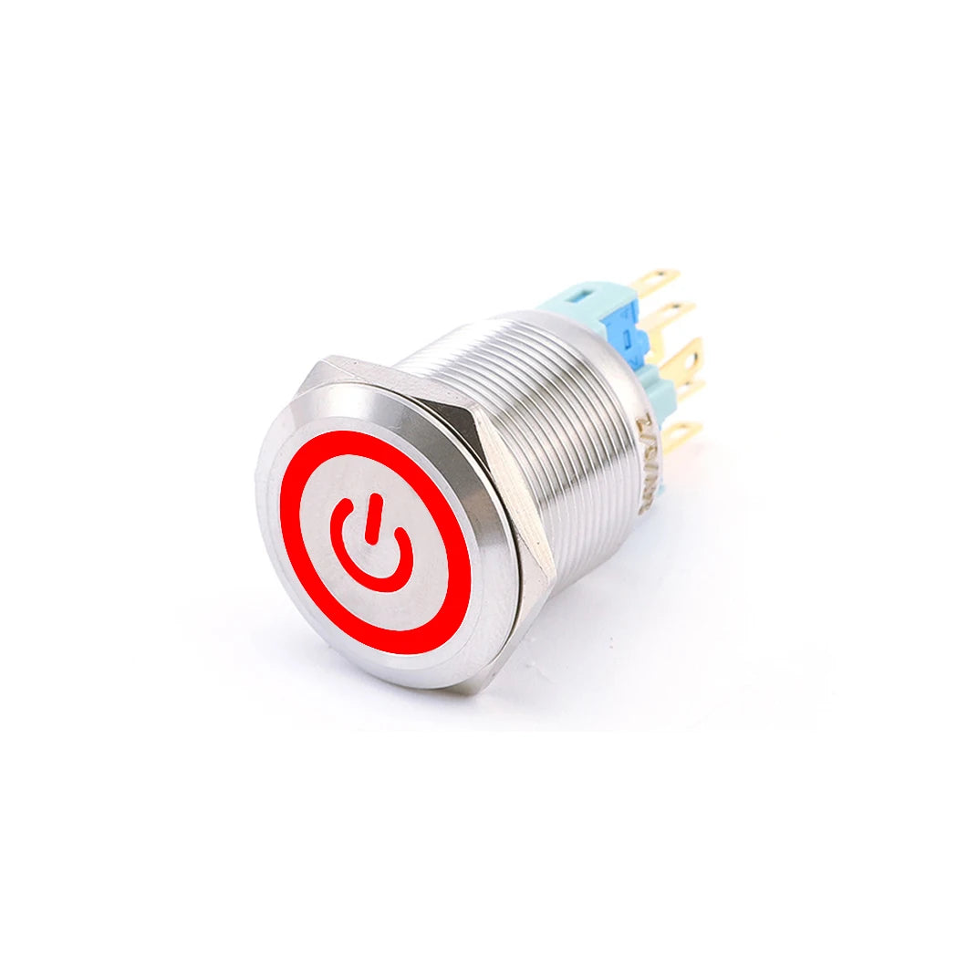 ABILKEEN 22/25MM 1NO1NC/2NO2NC Metal Push Button Switch IP65 Waterproof Momentary/Latching Push Button with LED Ring Light