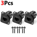3-1PCS RJ45 Cat6 Panel Mount Adapter Female-to-Female Ethernet Pass-Through Connector RJ45 Shielded D-Type Ethernet Bulkhead