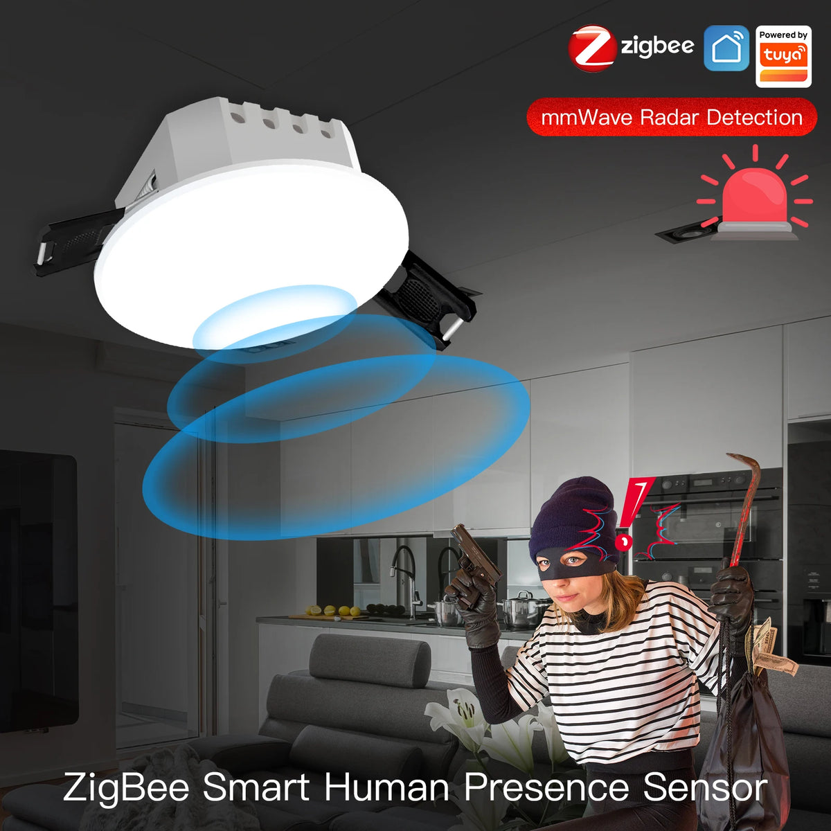 Tuya Smart ZigBee/WiFi Human Presence Detector Radar Detection Sensor Photometric 2 in 1 Function Smart Life Ceiling PIR Hub