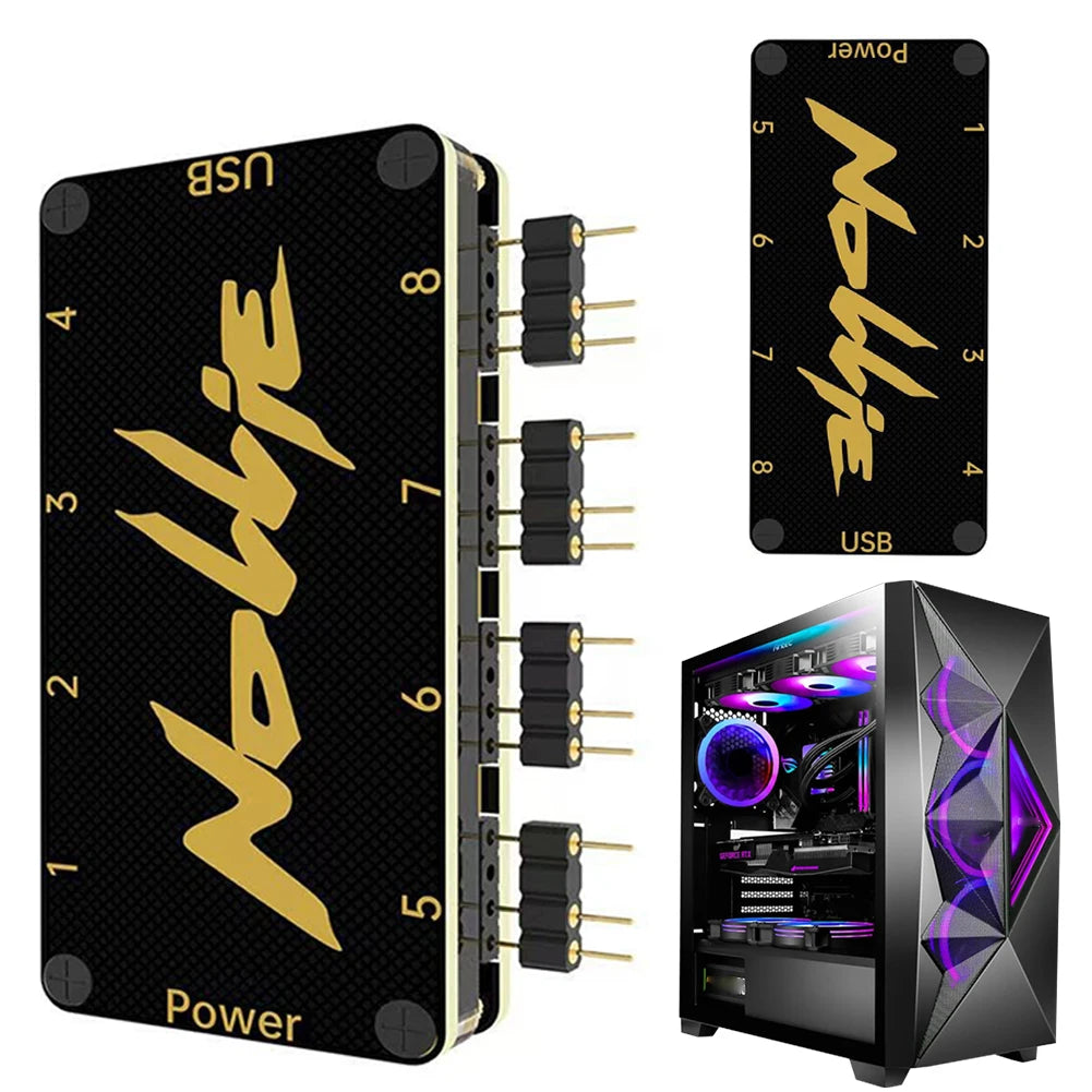 5V 3PIN ARGB Controller 8 Way Addressable ARGB Splitter Support SignalRGB OpenRGB SATA Power for Extended Motherboard Interface