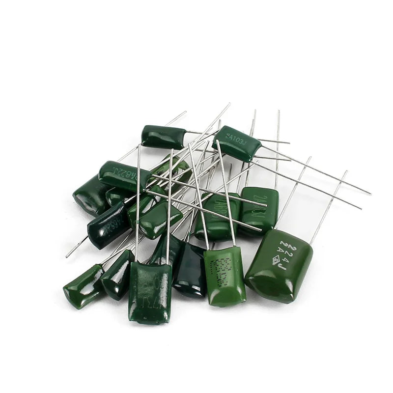 150/180/620PCS Polyester Capacitor Kit 100V 0.33NF-470NF 1nF 1.5nF 2.2nF 100nF 2A102J 2A333J 2A222J 2A392J 2A332J 2A822J