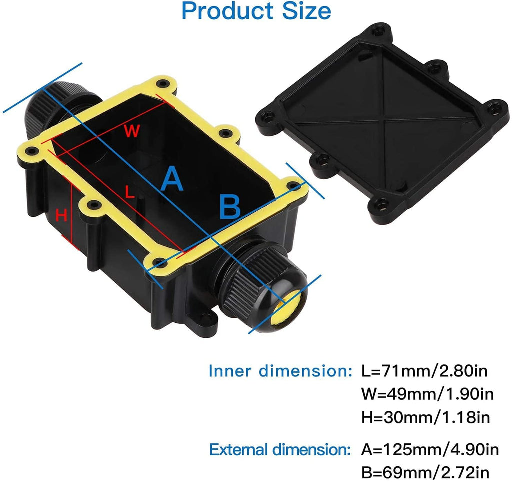 Waterproof IP68 Underwater External 2Way 1IN1OUT Cable Connector Wire Range 5 to 15mm Outdoor Power Cord Electric Junction Box