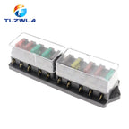4/6/8/12 Way Car Fuse Box Car Fuse Holder Car Truck Auto Blade Fuse Box with 4/6/8/12 Fuses for 12V 24V ATO Standard Circuit