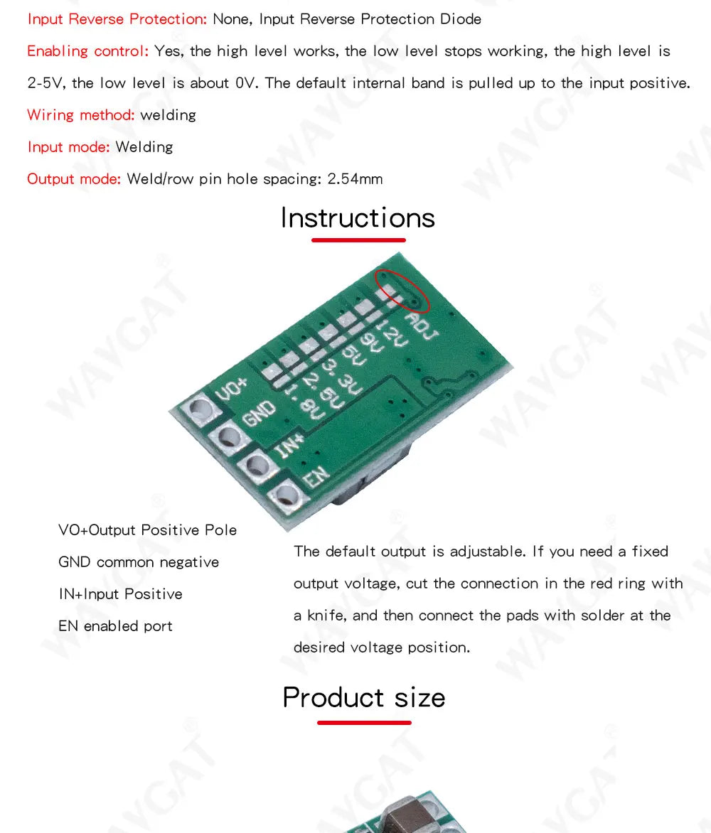 WAVGAT Mini DC-DC 12-24V To 5V 3A Step Down Power Supply Module Voltage Buck Converter Adjustable 97.5% 1.8V 2.5V 3.3V 5V 9V 12V