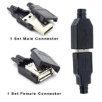 10pcs Type A USB interface (Male/Female), equipped with a black plastic cover, used for computer peripherals and port adapters.