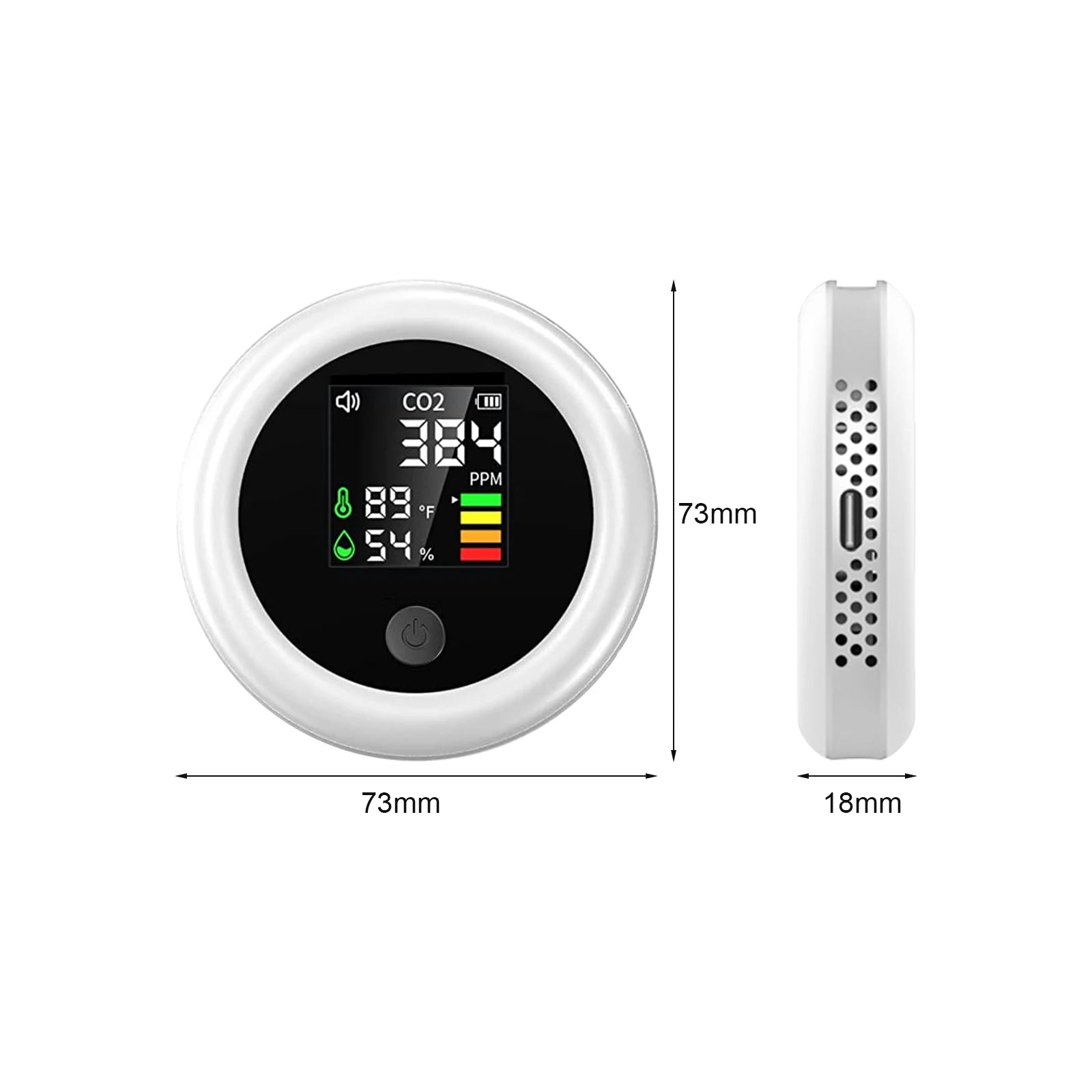 CO2 Monitor NDIR Sensor, Air Quality Detector Carbon Dioxide Meter with Temp/Humidity, Portable Indoor Ventilation Tester,
